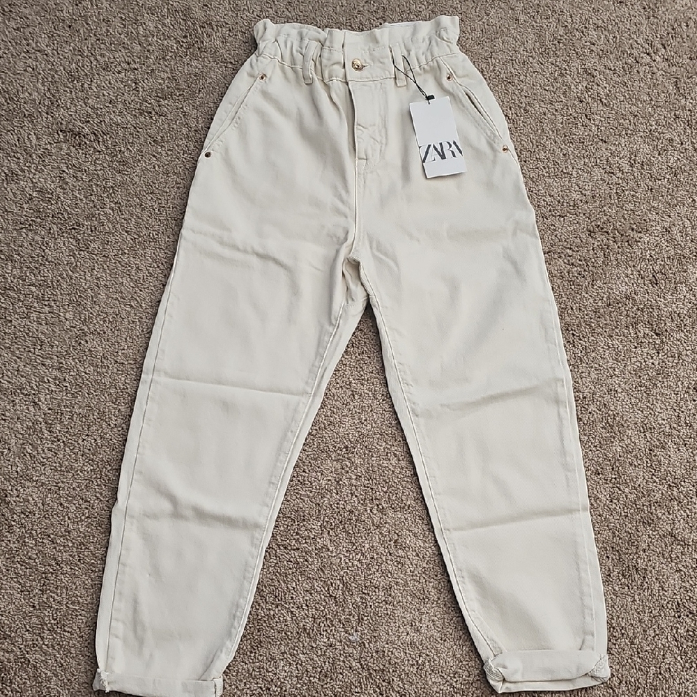 Zara Cream High-Waisted Pants